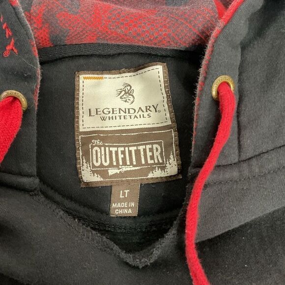 Legendary Whitetails The Outfitter Men's Large Tall Black Red Hoodie Sweatshirt - Picture 5 of 6